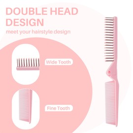 RHOS Folding Hair Comb,Portable Travel Folding Comb Brush-Small Compact Foldable Hair Brush for Purse,Bags-Double Headed Folding Comb for Detangling-Mini Pocket Size Hair Comb for Women,Girls(Pink)