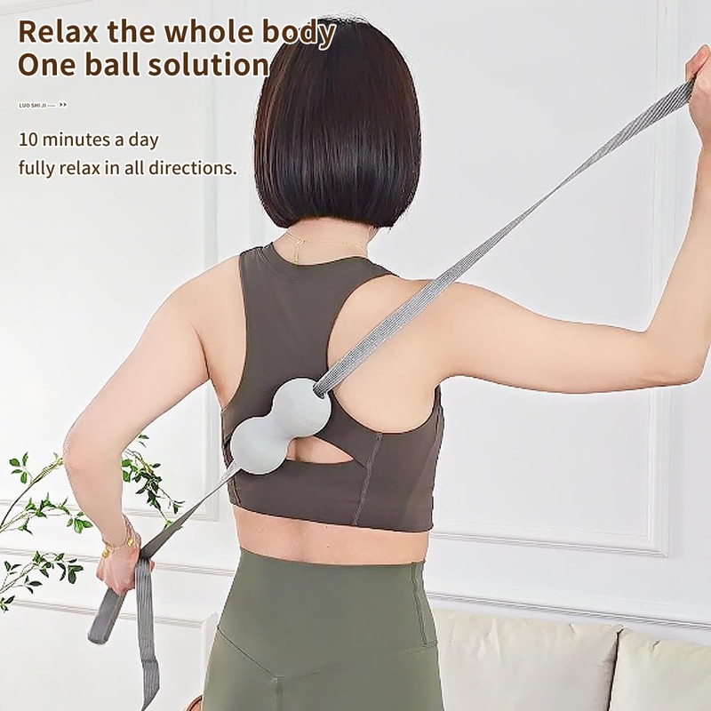 Fitness Peanut Massage Ball,Silicone Material,with Pull Rope,Fascia Ball,Double Lacrosse Massage