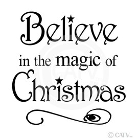 Believe in The Magic of Christmas Vinyl Lettering Wall Decal Sticker (Black, 10.2" x 10.2")