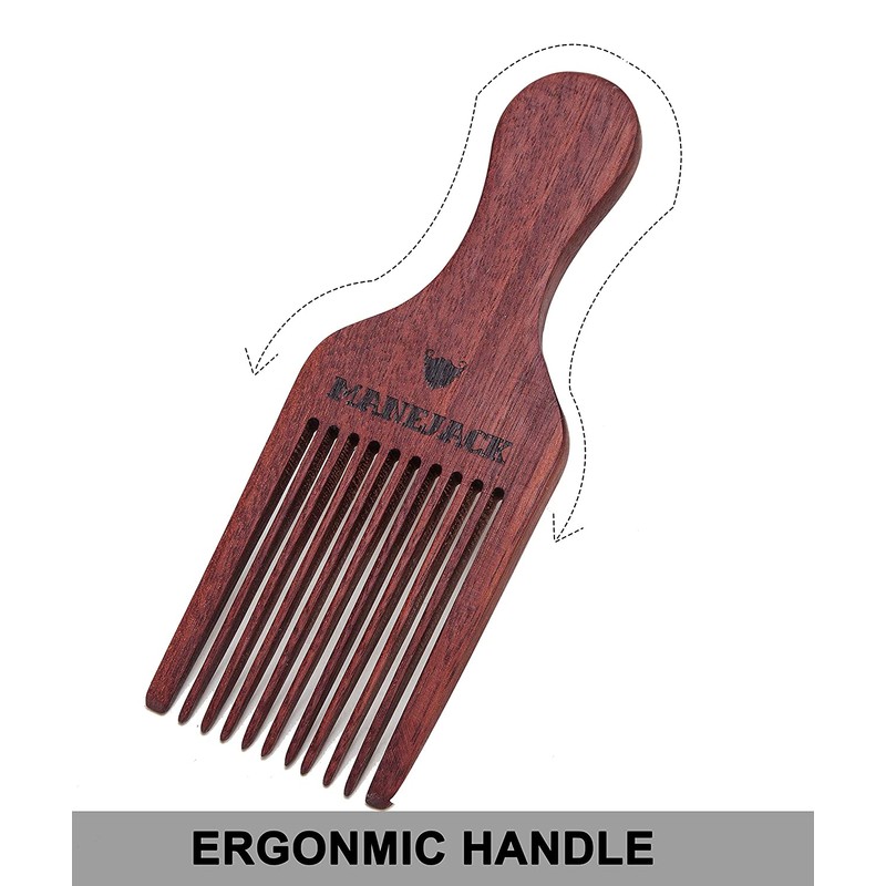 MANEJACK Beard Pick for Men- Wooden Comb Afro Hair Lift