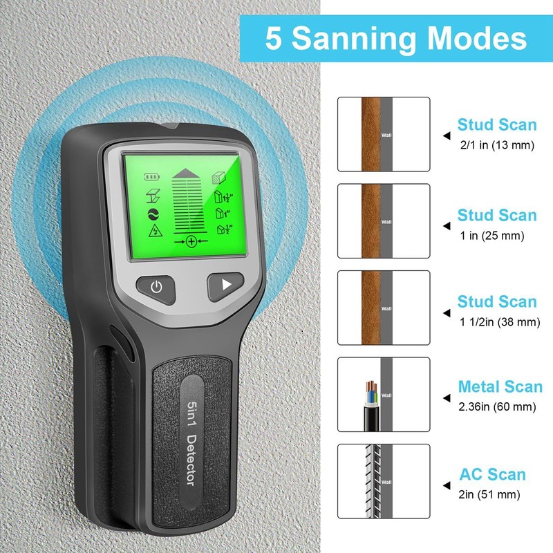 Lamsimoy 5-in-1 Studs Metal Detector Wall Scanner AC Wood Finder