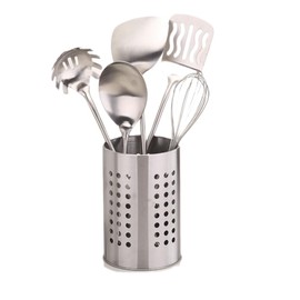 Kitchen Utensil Holder Stainless Steel Round Hole Cooking Tools Holder for Kitchen Home and Office