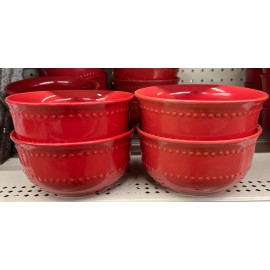 Royal Norfolk New 4pcs Royal Norfolk Ceramic Red Embossed 6" Cereal/Soup Bowls