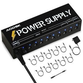 AODSK Guitar Effect Pedal Power Supply,9V/12V/18V DC Output,10 Isolated DC Output（AH-05）