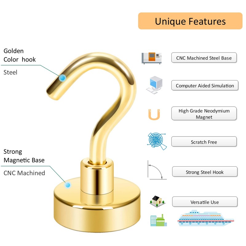 Neosmuk Magnetic Hooks, 30lb+ Heavy Duty Earth Magnets with Hook