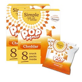 Simple Mills Pop Mmms Cheddar Baked Snack Pack Crackers, Gluten Free, 8 Pack (Pack of 2)