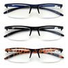 V.W.E. 3 Pairs Half Rim Rectangular Readers With Spring Hinge