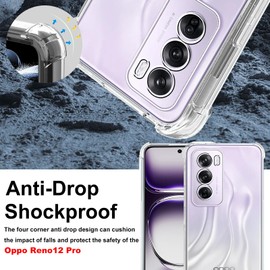KZIOACSH Transparent Case for Oppo Reno12 Pro/Oppo Reno 12 Pro, Crystal Clear Soft TPU Shock-Absorbing Protective Case Ultra-thin [Airbag Protection] Drop Protection Anti-Scratch Rugged Bumper Cover