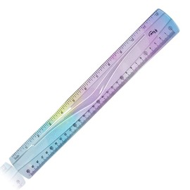 30cm Gradient Colored Bendy Ruler Shatterproof Straight Edge Soft Bendable Flexible Plastic Ruler for Kids Students Classroom School Office Stationary