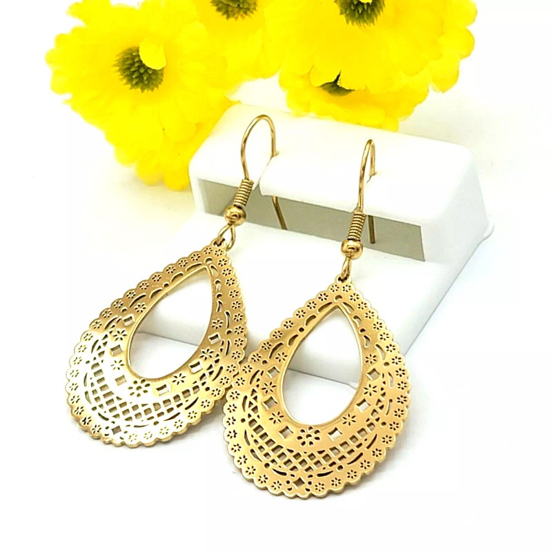 JEYFEL XOIA PREMIUM Stainless Steel Gold Plated. Filigree Dangle Lightweight