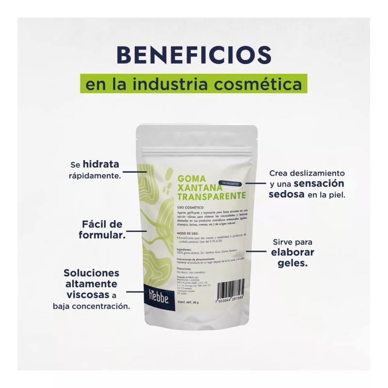 HEBBE COSMETICS GLYE10 Gelificante Transparente Natural Goma Xantan Verdessence 50g