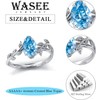 Wasee December Birthstone Ring 925 Sterling Silver Blue Topaz Ring