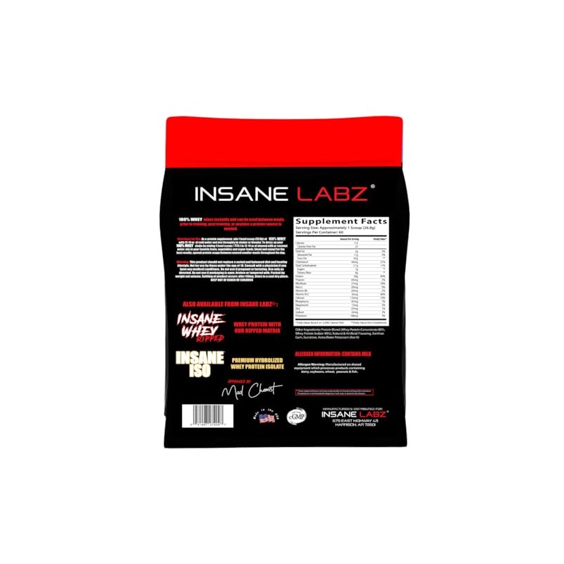 Insane Labz 100% Whey Protein (60 Servings, Vanilla)