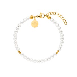 Purelei® Finesse Women's Stainless Steel Bracelet with Freshwater Pearls, Waterproof Bracelet for Women with Small Embellishments, Adjustable Length 16-19 cm, Stainless Steel