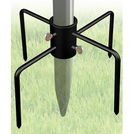 Garbuildman Pole Stabilizer Stand Applies to 1.41"/1.81”/2.12” Poles with 2 Adjustable Adapters, Outdoor Bird Feeder Pole Base, In-Ground Umbrella Stand Anchor Support, Black, 1 Pack