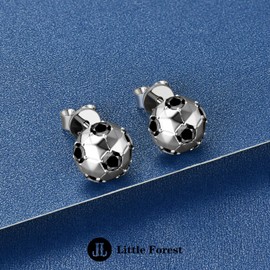 Moissanite Stud Earrings for Women Men 925 Sterling Silver Soccer Stud Earring 1.2 CT D Color VVS1 Lab Created Diamond Studs 18K White Gold Plated Hypoallergenic Soccer Sports Jewelry Birthday Christmas Gifts