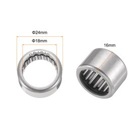 sourcing map 10 Pcs HK1816 Needle Roller Bearings One Way Bearing 18x24x16mm, Temperature Resistant Steel Bearing