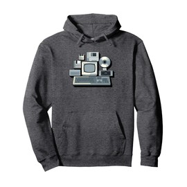 Vintage Tech Icons Retro IT Hardware and Gadgets Pullover Hoodie