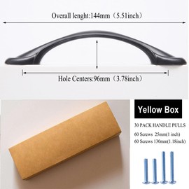 aspearly 30 Pack Cabinet Handles Black Metal Stainless Steel Kitchen Drawer Pulls Cupboard Handles Cabinet Hardware Cabinet Pulls -3-3/4 ”(96mm) Hole Center