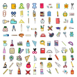 100 Sheets Stationery Graffiti Stickers, School Stickers, School Entry Stickers, School Cone Decoration, School Entry Stickers, School Entry Stickers