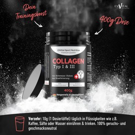 Premium Collagen Powder 400g - Bioactive Collagen Hydrolysate from Grass-Fed Swiss Alpine Cows - Tasteless Protein Powder - Collagen Types 1 & 3 - High Dosage