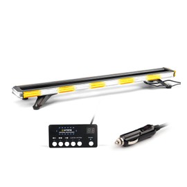 Xprite 42 inch 330 LED Rooftop Emergency Strobe Light Bar Heavy-Duty Flashing Warning Lights w/Adjustable Mounting Brackets, for Construction Vehicles Towing Work Trucks Plows Pickup - White Amber