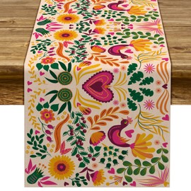 Sunwer - Camino de mesa mexicano para fiestas de México Dia De Los Muertos, decoración de Cinco De Mayo, suministros para fiestas del hogar, cocina, comedor (13 x 72 pulgadas)
