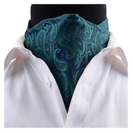 Gusleson Men's Green Cravat Self Tie Paisley Jacquard Woven Floral Luxury Ascot (UK0602-10)