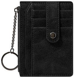 Bakurok Small Wallet for Women Slim RFID Blocking Credit Card Holder Minimalist Keychain Wallet with Zipper Pocket