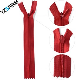 YZSFIRM 10個 30cm（12インチ）純絹 目立たないソーイングファスナー バルク、レッド 洋裁手芸用コイルファスナー