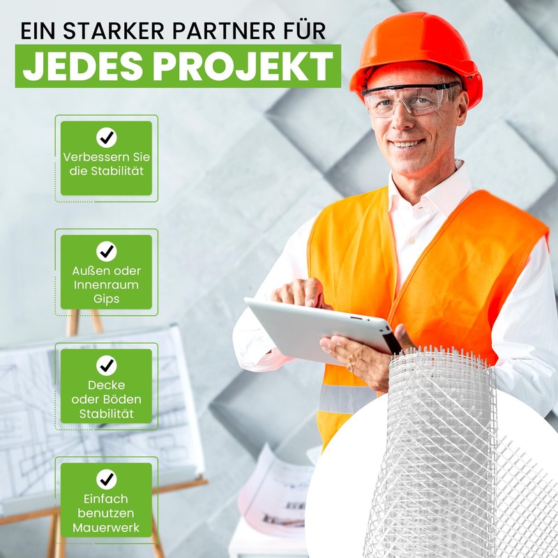 50 m² Plaster Fabric, 110 g/m² Fibreglass Fabric, Reinforcement Fabric