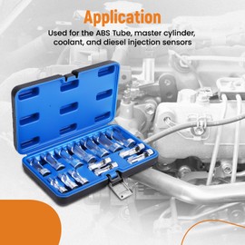 maXpeedingrods 3/8" 1/2" Drive Diesel Injector Fuel Line Socket Wrench Set, 8-22mm Metric Flare Nut Socket Set, 14 PCS 6-Point Strut Nut for Wired Temperature Sensor, Thermo Switch, Master Cylinders