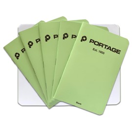 Portage Small Blank Notebook- Notepad for Field Notes, Green Blank Small Sketch Book, Pocket Notebook Journal for Taking Notes in the Field – 3.5 x 5.5 Inches, 64 Pages, (Pack of 6)