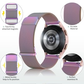 Oumida Garmin Strap 20 mm for Garmin Vivoactive 5 / Vivoactive 3, Venu 2 Plus / Venu Sq 2 / Venu Sq / Sq Music, Vivomove Series, Forerunner 55/245/645, Metal Watch Straps Double Magnet Replacement