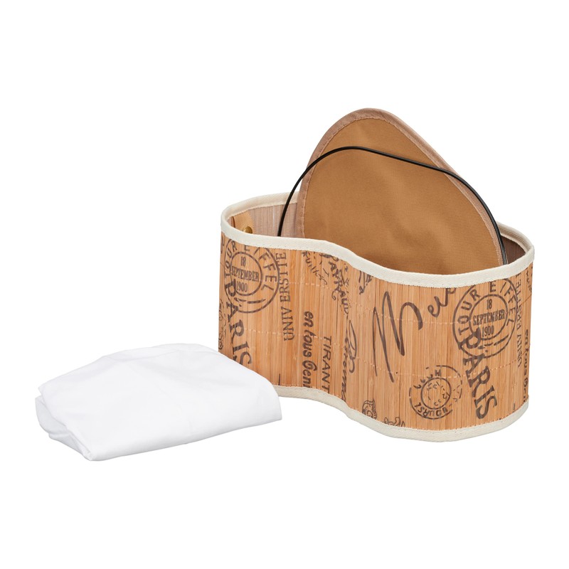Relaxdays Bamboo Bread Basket, Fabric Liner, French Pattern, Bread &