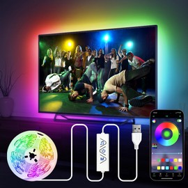 HOUHUI TV LED Lights 13Ft, RGB LED Strip Lights for 32-65in TV LED Backlight, App Control LED Strip TV Lights Sync to Music,USB Bias LED Lights for Bedroom Home PC Monitor Gaming Lights Desk Cabinet