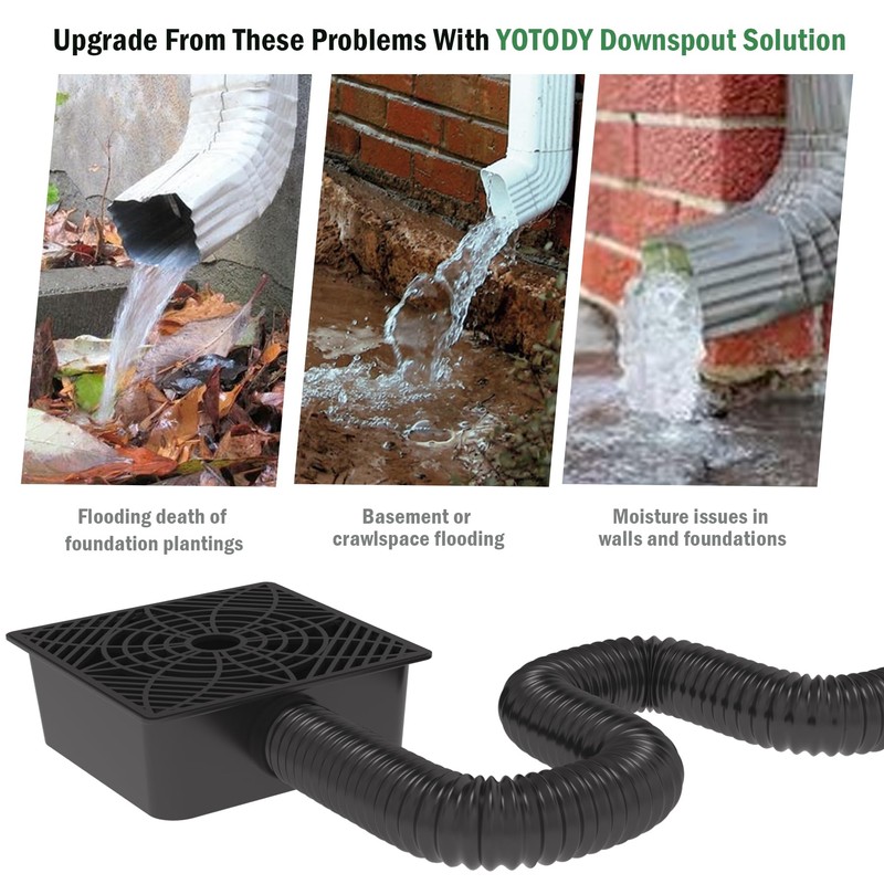 YOTODY Gutter Downspout Extensions,Catch Basin Low Profile Downspout Extender |