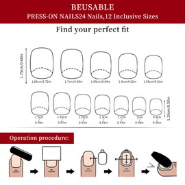 Auiremrti Pack of 24 red heart-shaped glittering artificial nails, Valentine's Day fake nails, artificial nails for gluing, press on nails, short, fingernails for sticking on