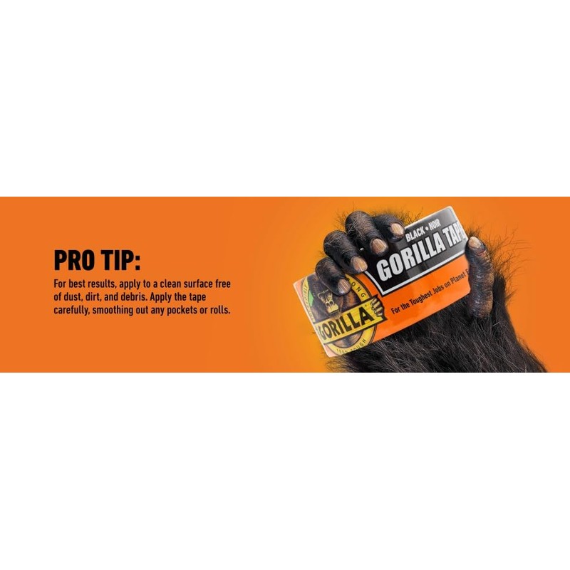 Gorilla Gorilla Tape, 3" Core, 1.88" x 10 yds, Black