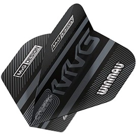 WINMAU Prism Alpha Michael Van Gerwen MvG Black and Grey Extra Thick Dart Flights - 1 Set per Pack (3 Flights in Total)
