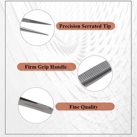 Set of 5 Lab Starter Kit Forceps High Precision Serrated Tweezers for Multipurpose Scientific Work with Fine Straight Pointed Jaws 3.5" Made of Stainless Steel Knurled Handle Firm Grip Lab Supplies