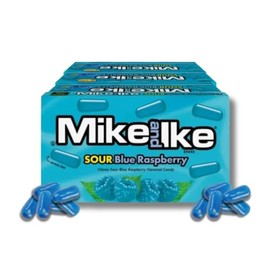 Mike & Ike SOUR BLUE RASPBERRY - Gift Pack of 12, 4.25 oz Theatre Boxes By Lyza's Sweets & Treats