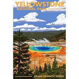 Yellowstone National Park, Wyoming - Grand Prismatic Spring (24x36 Giclee Gallery Print, Wall Decor Travel Poster)