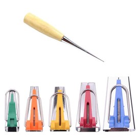 Windman Bias Tape Maker Kit 5Sizes Include 6MM/9MM/12MM/18MM/25MM Fabric Bias Tape Makers for Home DIY Quilting Binding Use with Tape Binding Foot,Awl,Clips and 50Pcs Sewing Pins