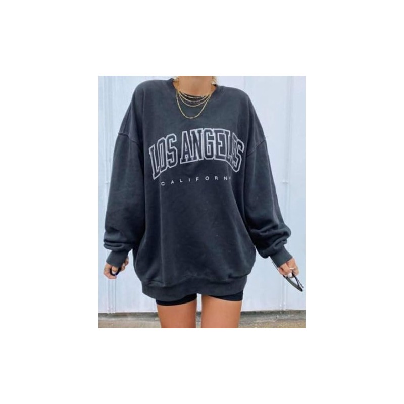 Women's Oversized Sweatshirt Los Angeles California Crewneck Long Sleeve Casual