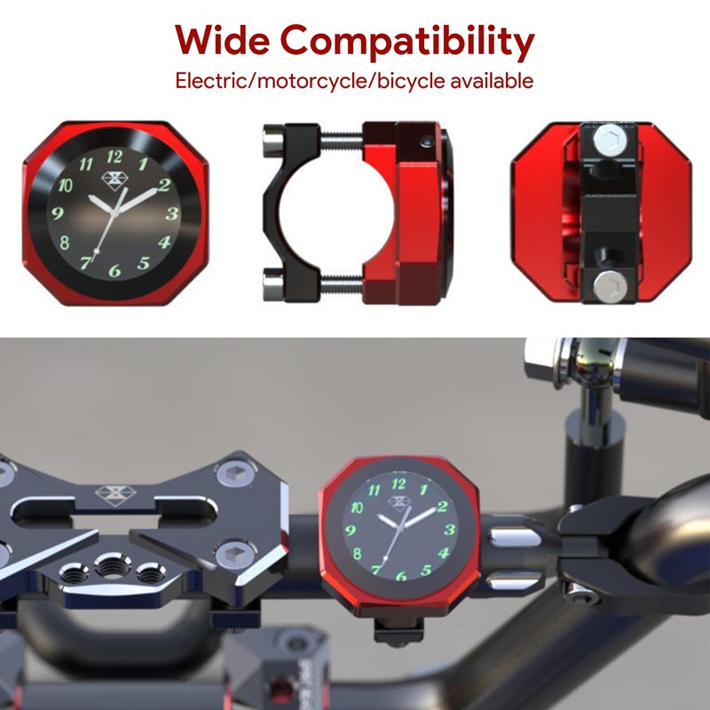 Luminous Motorcycle Handlebar Watch Waterproof Motorbike Handlebar Quartz Clock for
