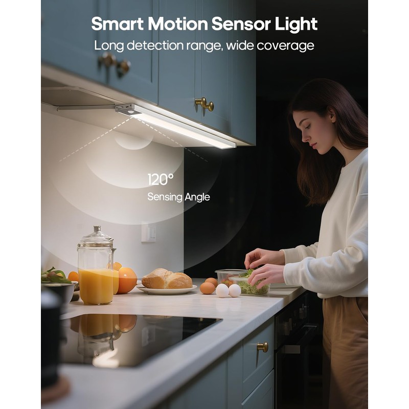 Goodea 17.5Inch Under Cabinet Lighting, 4500mAh Rechargeable Battery Motion Sensor