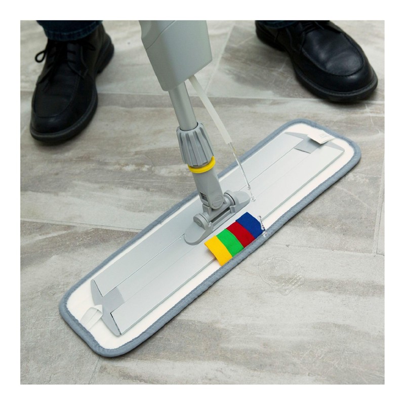 Boardwalk BWKBWMS16MFM 59 in. Bucketless Microfiber Mop System Kit, Gray,