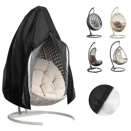 comvastars Hanging Chair Protective Cover, Hanging Chair Cover, Waterproof, UV-Resistant, Tear-Resistant, Protective Cover for Hanging Chair with Zip, Black, 190 x 115 cm