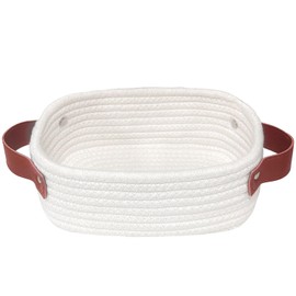 ABenkle Small Storage Basket, Mini White Basket, Cute Tiny Cotton Rope Woven Basket, Shelf Basket, Boho Decorative Basket for Nursery, Kids Room, Spa, Empty Gift Basket